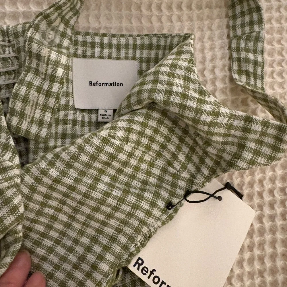 Reformation Daria Linen Dress Green - Picture 5 of 5